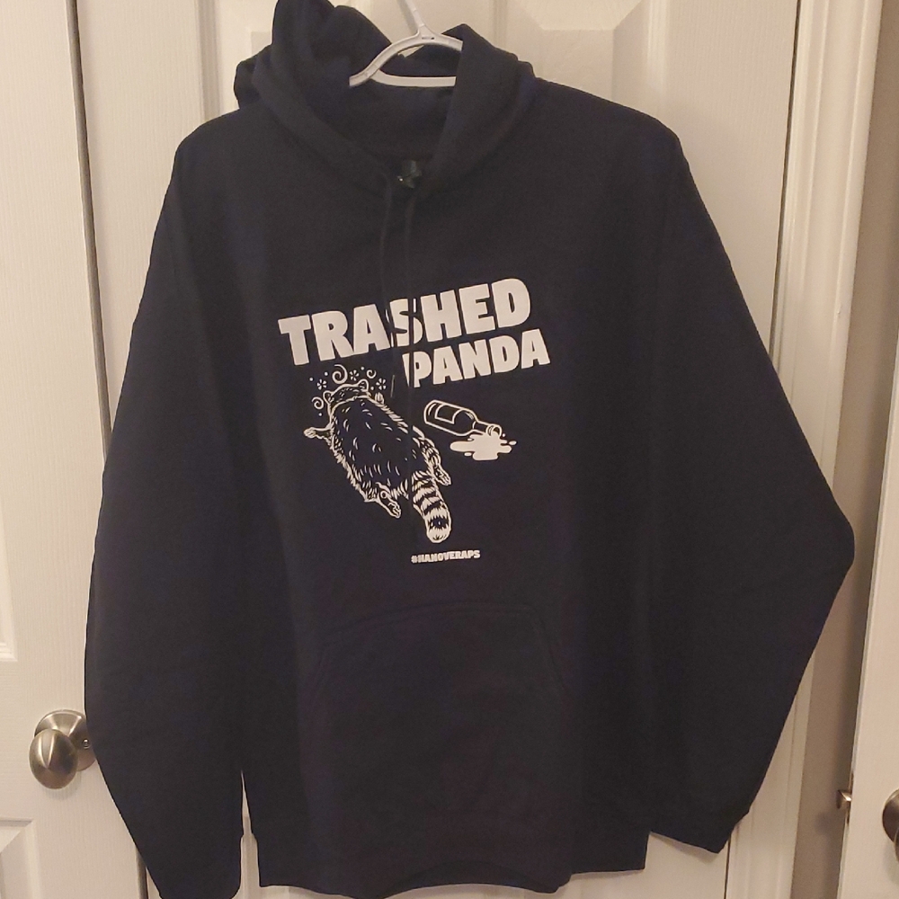 NWOT Men's Trashed Panda Black Midweight Hoodie